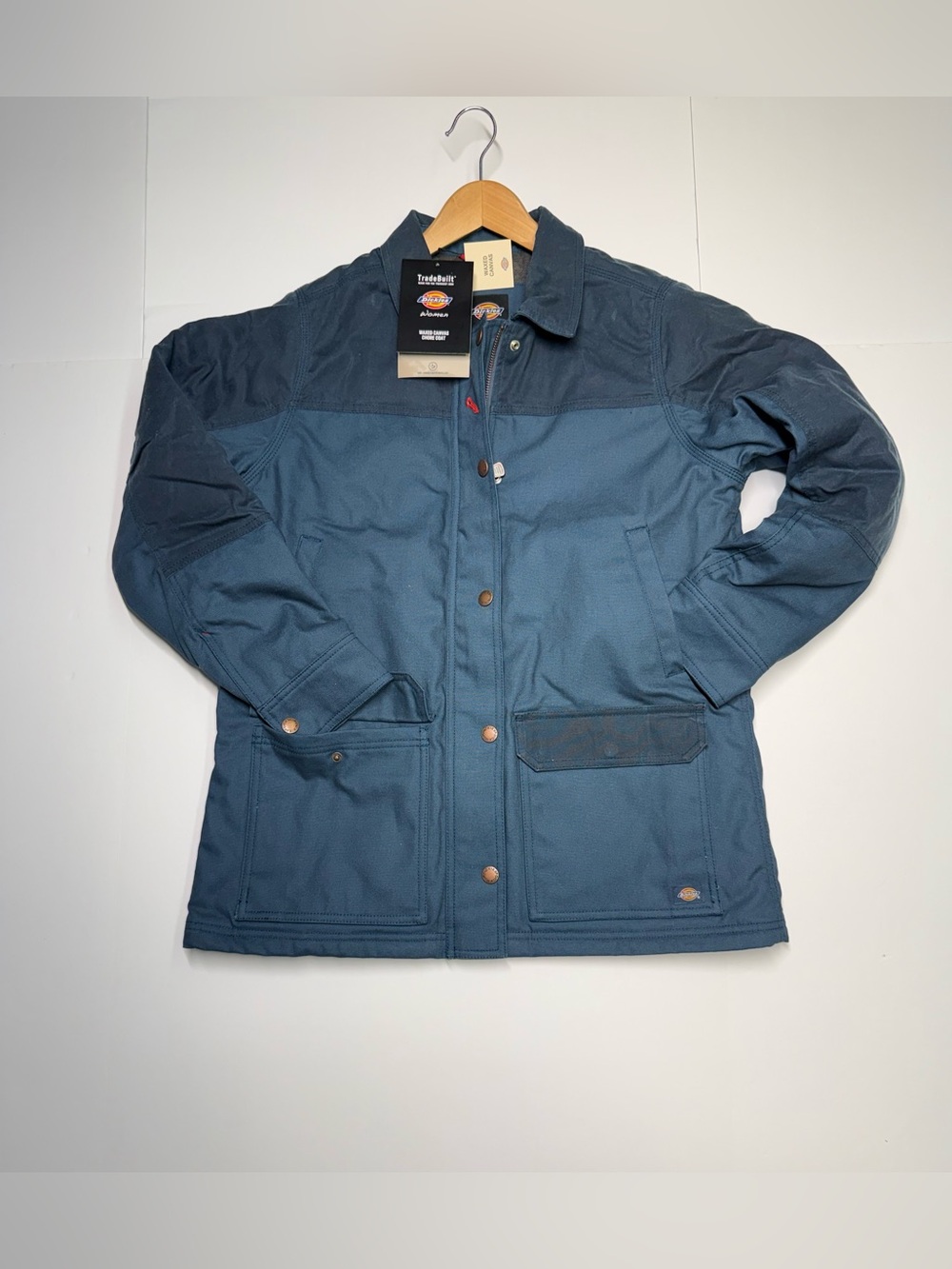 Dickies Waxed Canvas Shore Coat Jacket  Women’s M Navy Full Zip Snap Bottom NWT